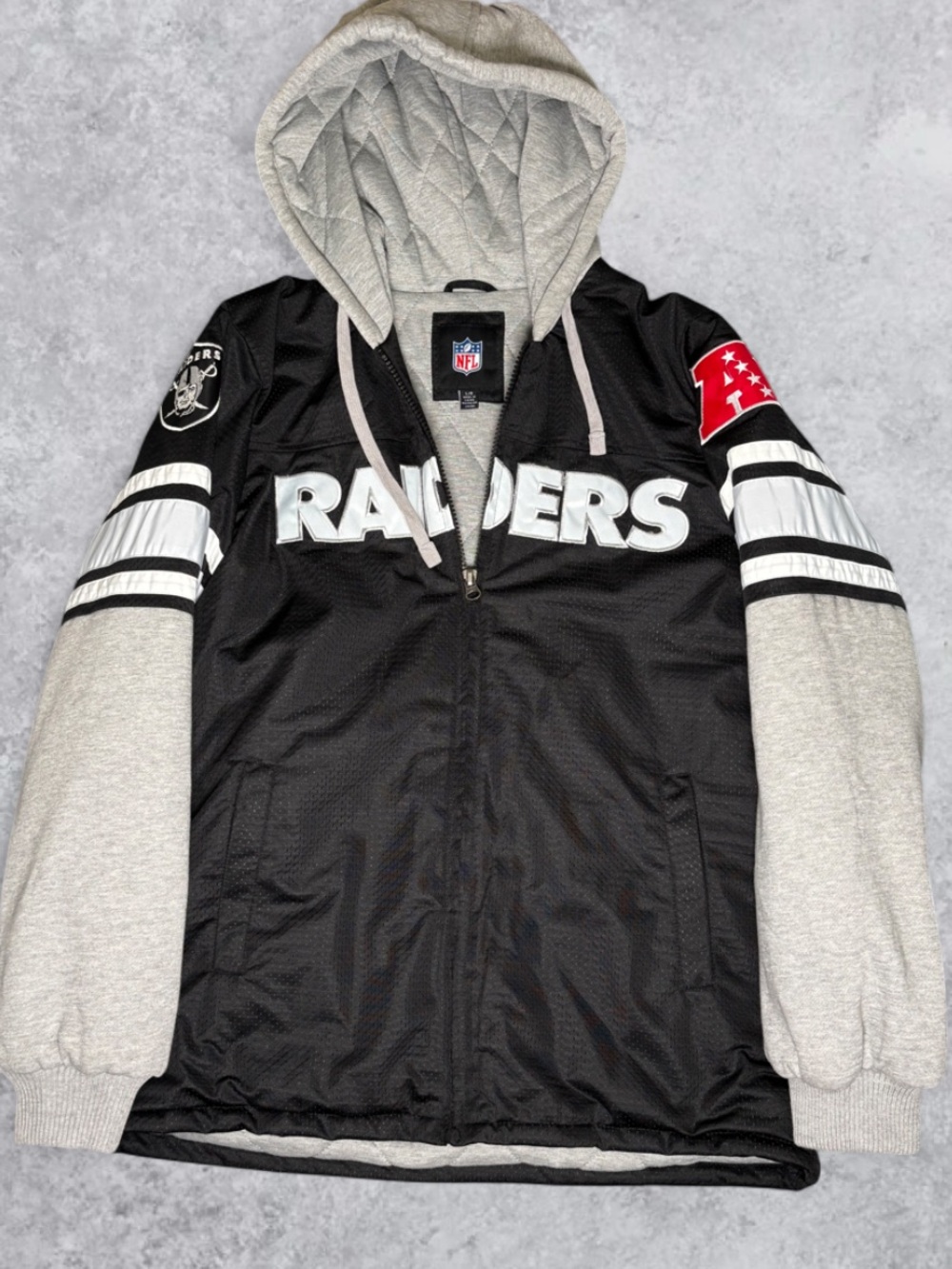 NFL Raiders Black & Gray Hooded Performance Jacket